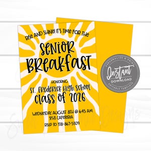 Senior Graduation Breakfast invitation, Senior Week Grad Party Invite, Editable template, Class of 2026 Instant Access Edit Now