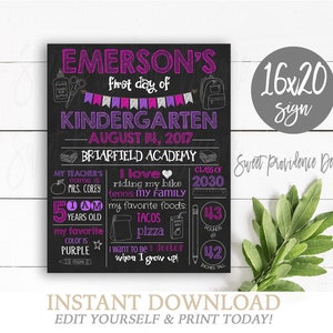 First Day of School Sign, EDITABLE Chalkboard, First Day of School, ANY GRADE, Back to School, 1st Day Printable Sign, Instant Download image 1
