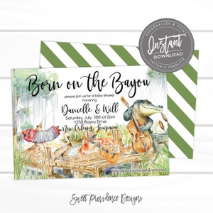 Bayou Baby Shower Invitation, Born on the Bayou Baby Shower, Editable Gender Neutral Baby Shower, Editable Invite, Instant Access, EDIT NOW