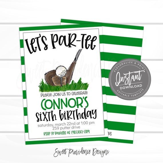 Golf Birthday Invitation, Let's Par-Tee, Editable golf party, Boy Sports Birthday Invitation, Top Printable Instant Access EDIT NOW Il_570xn