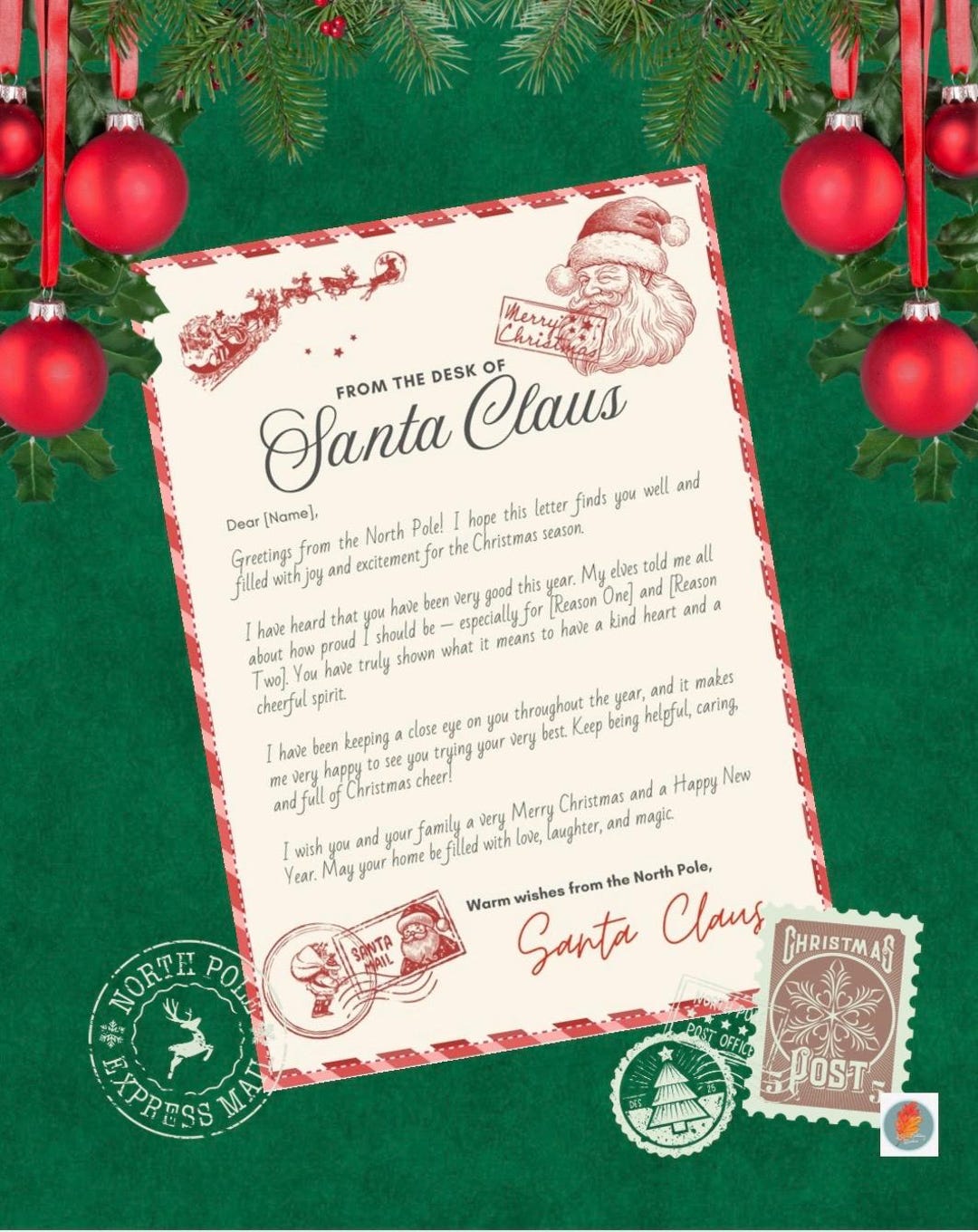 Personalized Letter From Santa | Custom Christmas Gift (PDF Digital ...