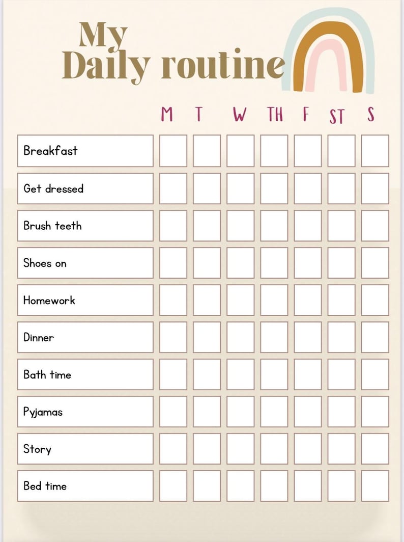 Editable Daily Routine Chart for Kids | Printable Morning & Evening ...