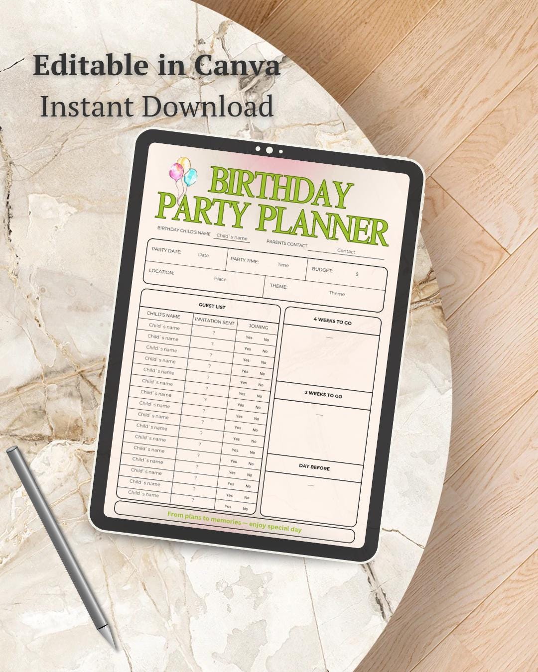 This Kids Birthday Party Planner is a Fully Editable Canva Template to ...