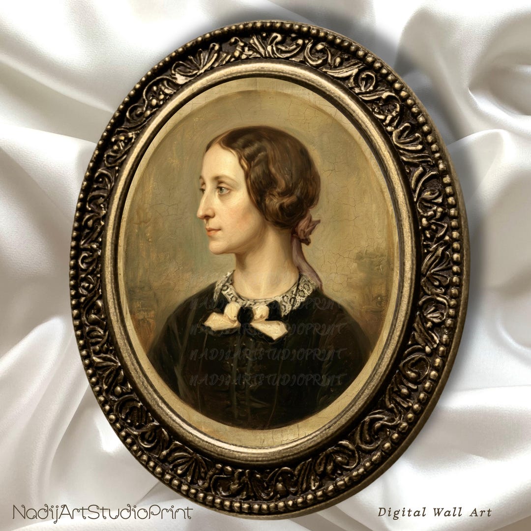 Victorian Woman Portrait Wall Art Printable, Antique Oval Painting ...