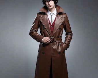 Handcrafted Anime Inspired Cosplay Coat – Genuine Leather Anime Trench
