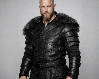 Handgefertigte Wikinger Wikinger Rüstung: Pelzbesatz, LARP Cosplay