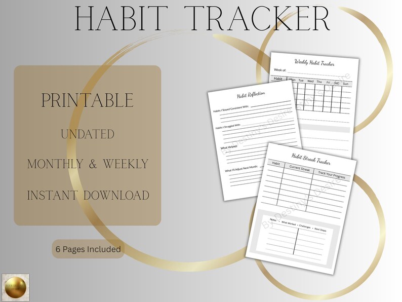 Minimalist Habit Tracker Printable | Undated Monthly & Weekly Planner ...