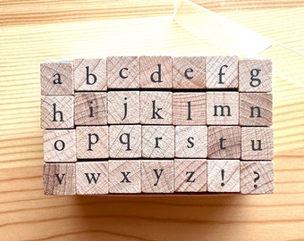 Alphabet rubber stamp set, Japanese wood mounted stamps, Lowercase, no4