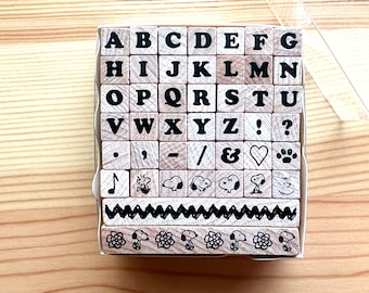 Alphabet rubber stamp set, Japanese wood mount rubber stamps, Kodomo no kao (A)