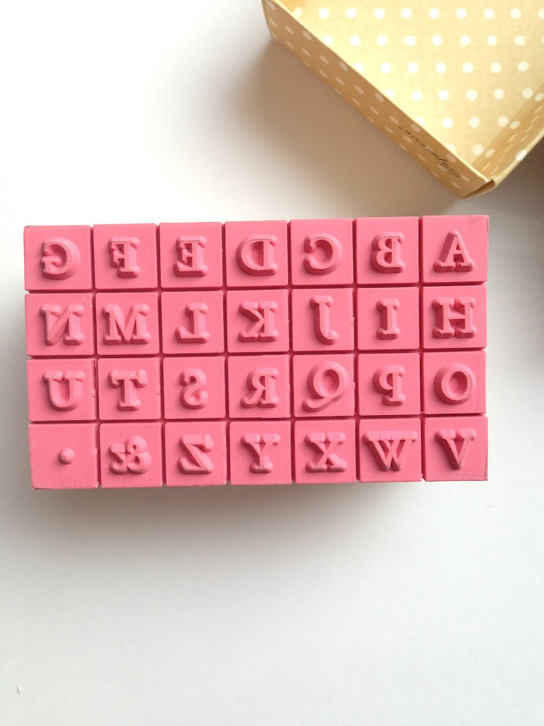 Alphabet rubber stamp set uppercase stamps japanese wood Etsy