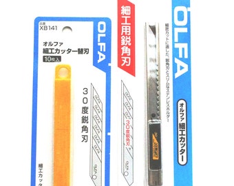 craft knife set. olfa cutter knife. diy rubber stamp. hand carved rubber stamp. with refill blades. 30-degrees.
