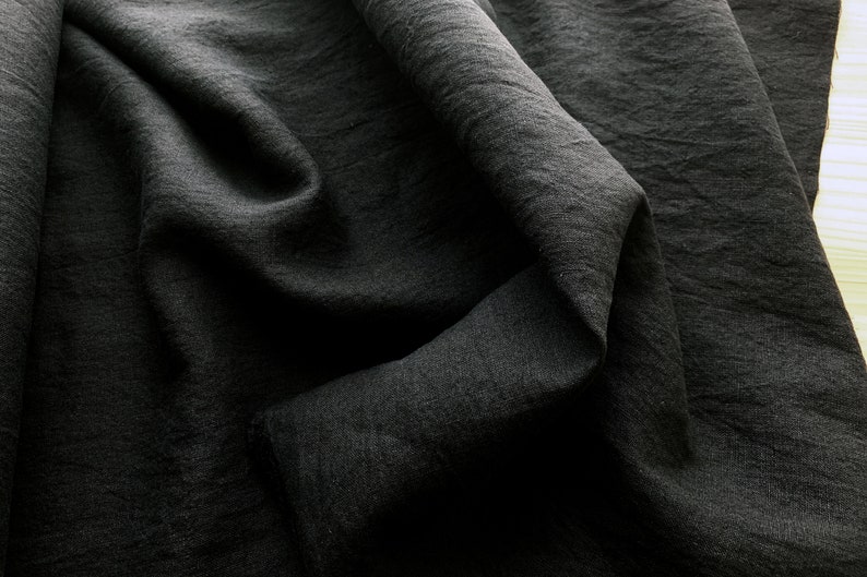 half yard black medium weight linen canvas fabric 50cm japanese pure linen fabric