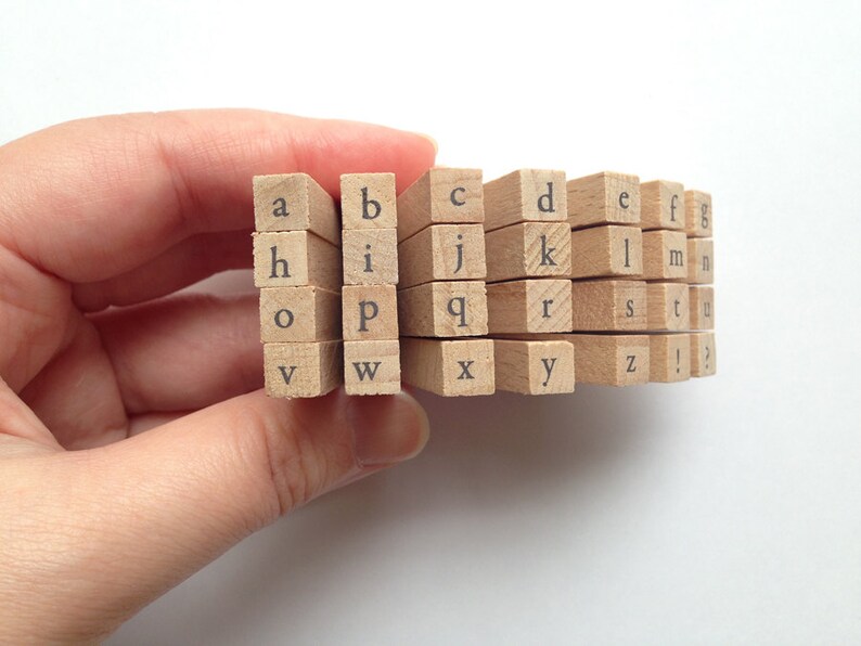 Alphabet rubber stamp set lowercase stamps japanese wood Etsy