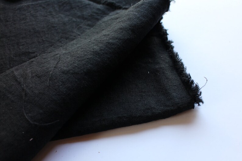 half yard black medium weight linen canvas fabric 50cm japanese pure linen fabric