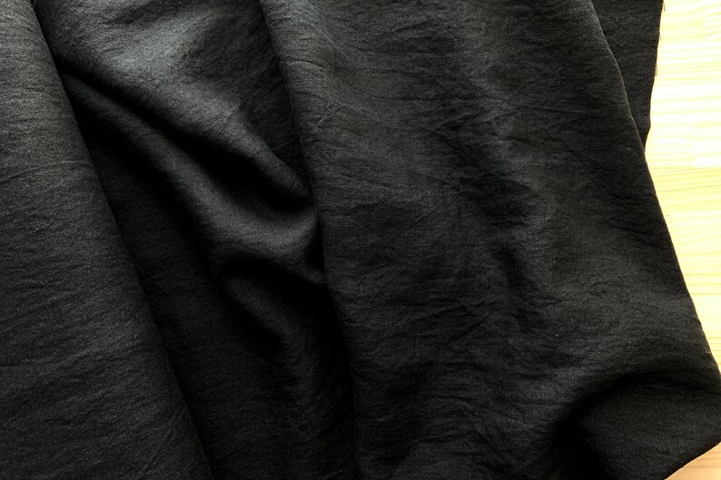 half yard black medium weight linen canvas fabric 50cm japanese pure linen fabric