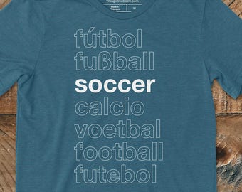 Fußball in verschiedenen Sprachen T-Shirt, Global Football Fan Shirt, International Sport Tee