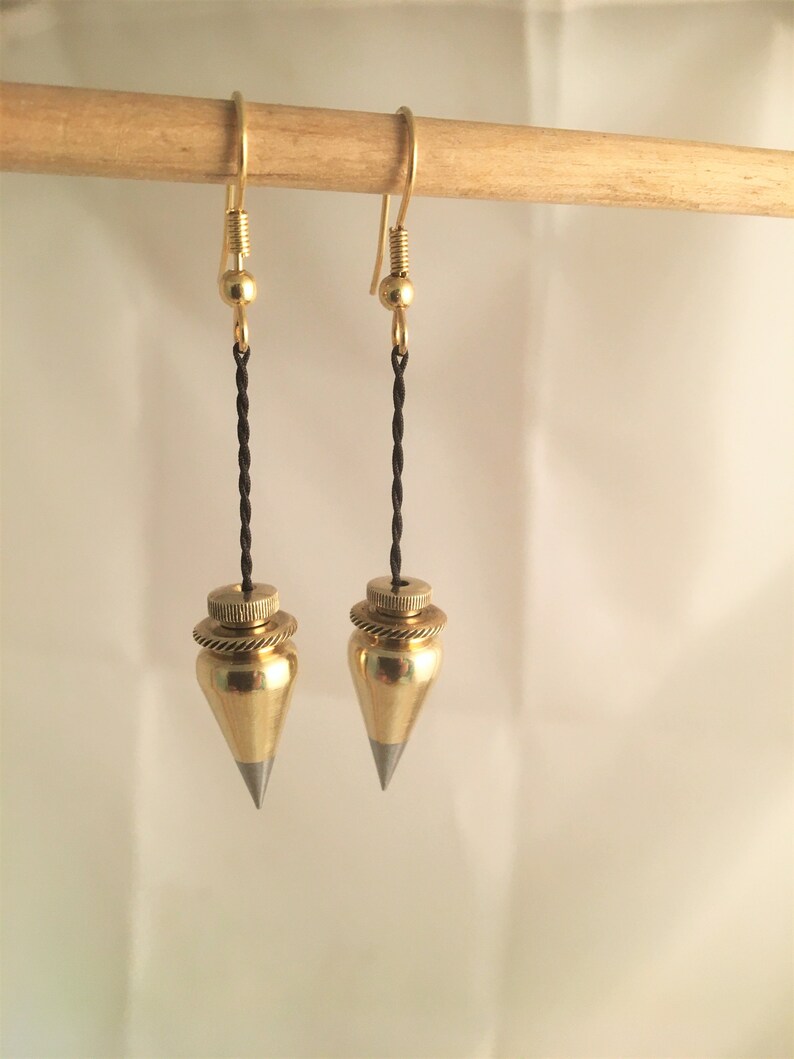 Surveyor Plumb Bob Earrings Brass & Steel French Hooks Jewelry Etsy