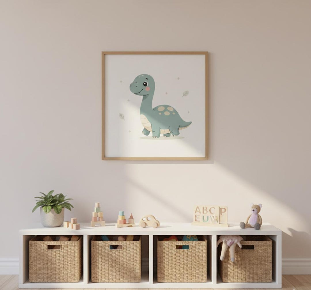 Cute Dinosaur Nursery Wall Art, Baby Room Dino Poster, Kids Room Decor ...