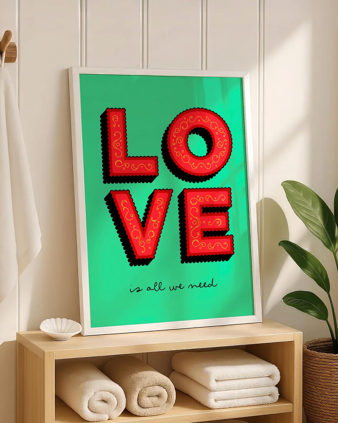 Retro Love Poster Printable Wall Art, Typography Print, Romantic Quote ...