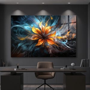 Tempered Glass Wall Art, Flowers Glass Paintings, Living Room Home Decor, Extra Large Wall Art, Abstract Glass Wall Art, Housewarming Gift