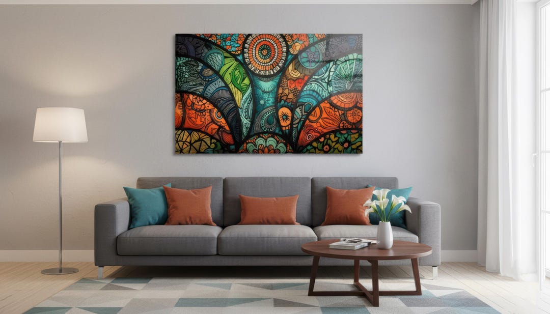 Colorful Abstract Tempered Glass Art, Home Wall Decor, Glass Wall Art ...