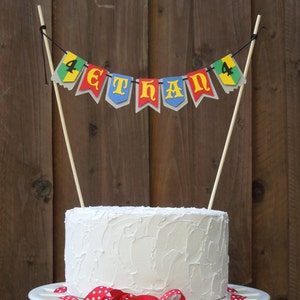 Mini Cake Banner Bunting Centerpiece for Medieval Knight Birthday Party, Personalized