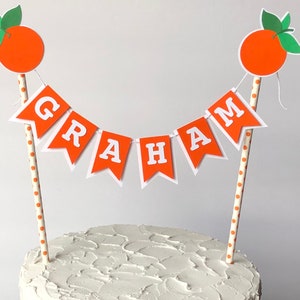 Little Cutie Theme Cake Topper, Mini Cake Bunting With Oranges, Citrus Cake Topper, Personalized Cake Topper