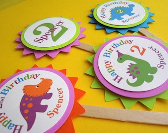 Dinosaur Personalized Cupcake Toppers (set of 12)