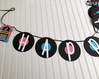 Retro Record Albums Birthday Banner for 1950s Sock Hop Theme Birthday