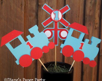 Train Birthday Centerpiece Set, Choo Choo Party Decor