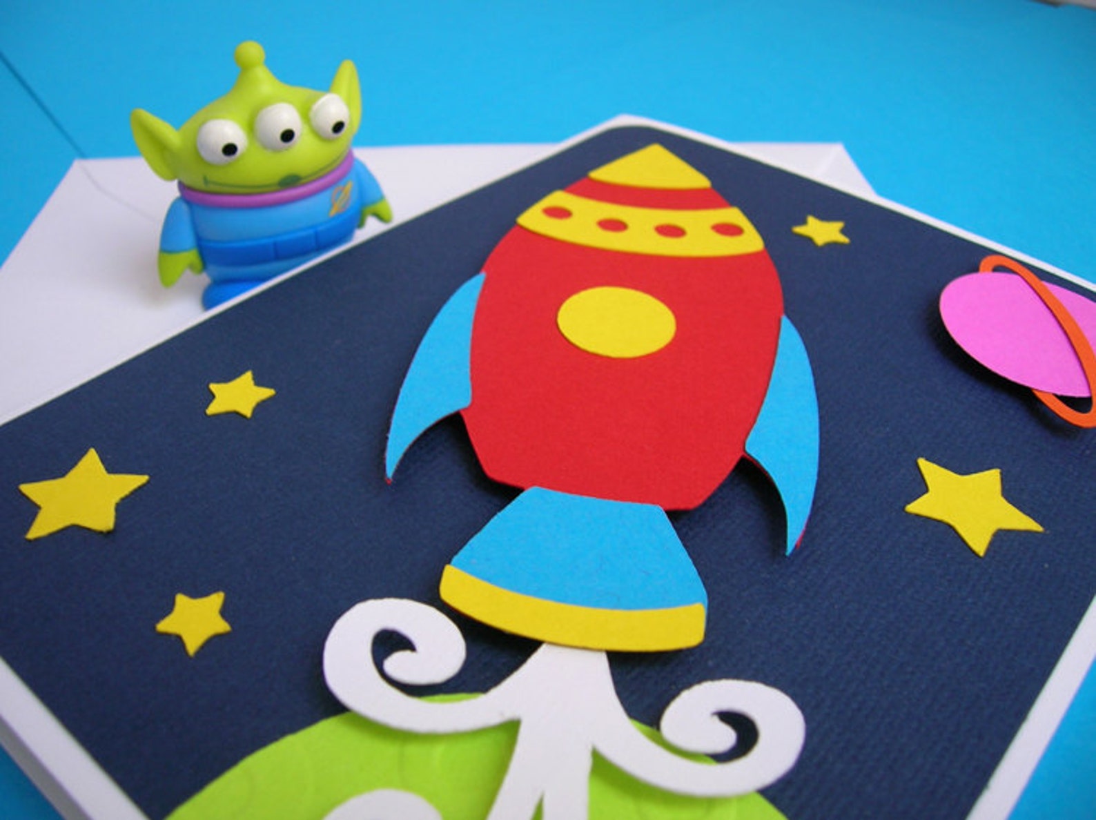 Rocket Ship Space Theme Birthday Invitation set of 8 Etsy
