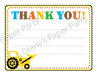 Bulldozer Thank You Card, Digital Thank You Card, DIY Instant Download