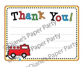 Fire Truck Thank You Card, DIY Digital File, Instant Download