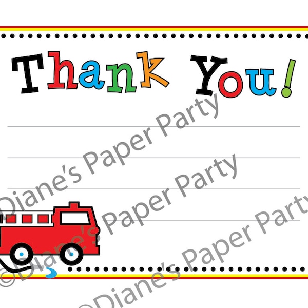 Fire Truck Thank You Etsy