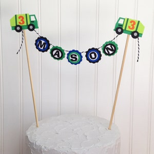 Garbage Truck Cake Topper, Trash Truck Mini Cake Bunting Banner