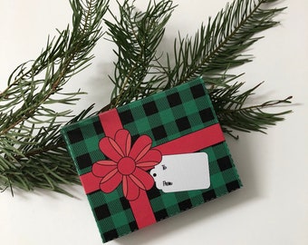 Printable Gift Box, Gift Card Holder Box, DIY Digital File Green Plaid