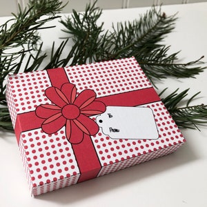Printable Gift Box, Gift Card Holder Box, DIY Digital File in Red Polka Dot