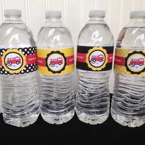 Water Bottle Wrap, Fire Truck  Printable File - INSTANT DOWNLOAD