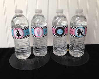 Sock Hop Birthday Water Bottle Label, DIY Printable File INSTANT DOWNLOAD