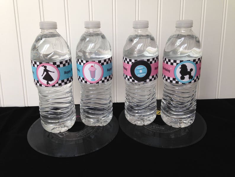 Sock Hop Birthday Party Water Bottle Label Diy Printable File Etsy