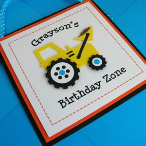 Door Sign for Construction Birthday Party - Bulldozer