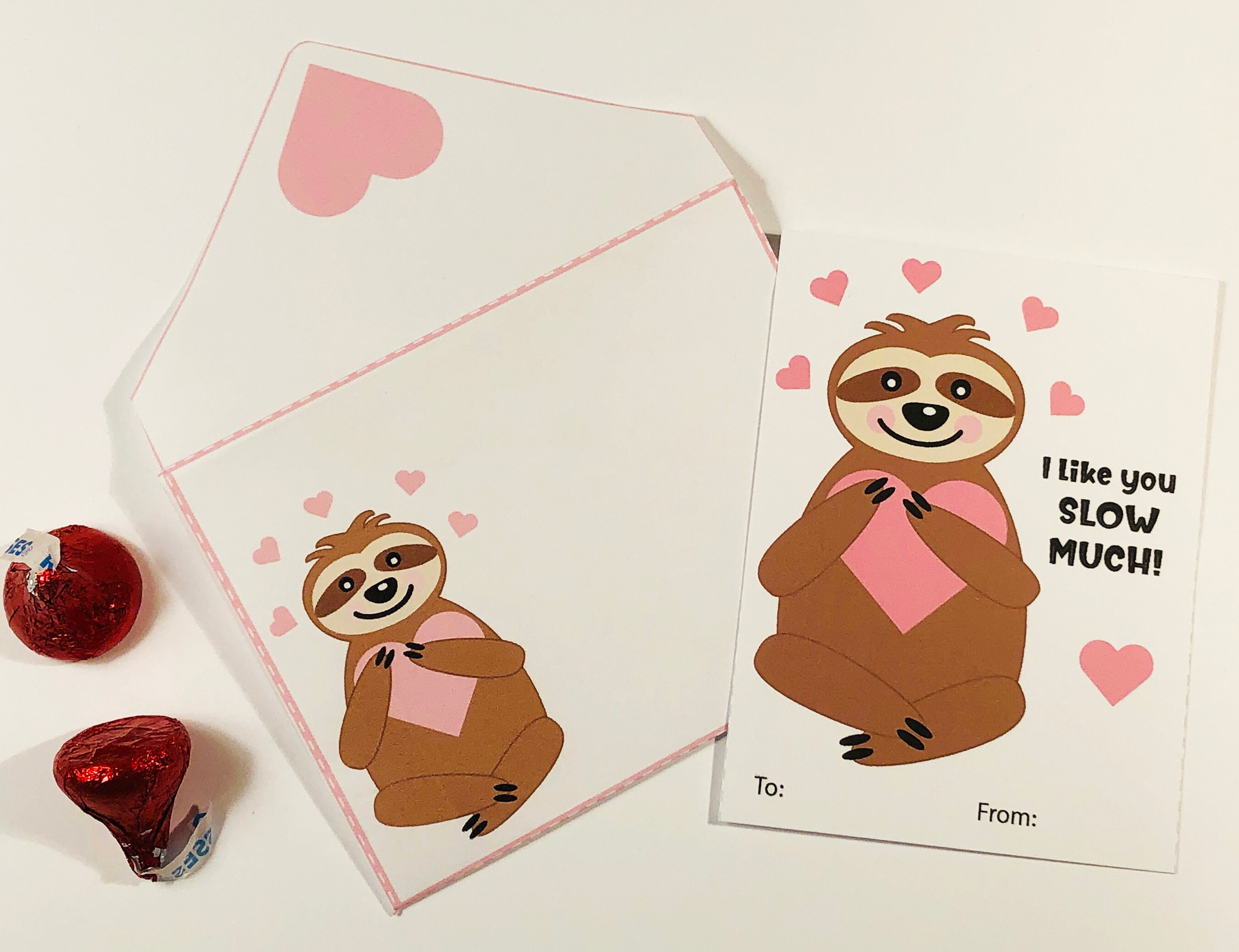 30 Valentinstagskarten Fürs Klassenzimmer – Mit Faultier-Motiv, 12,7 X 8,9 Cm, Geschlechtsneutral (GV04)