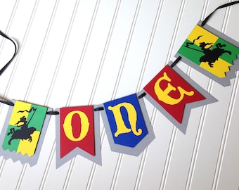 Knight First Birthday High Chair Banner