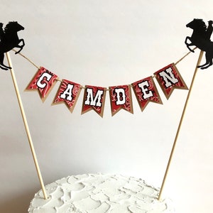 Cowboy Cake Topper, Western Style Mini Bunting, Personalized Cake Topper, Rodeo Party Cake Banner