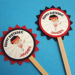 Karate Birthday Cupcake Toppers, Martial Arts, Taekwondo Birthday Party