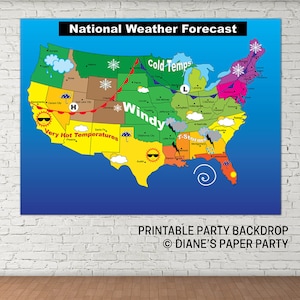 Carte météo imprimable, Téléchargement instantané Carte météo imprimable