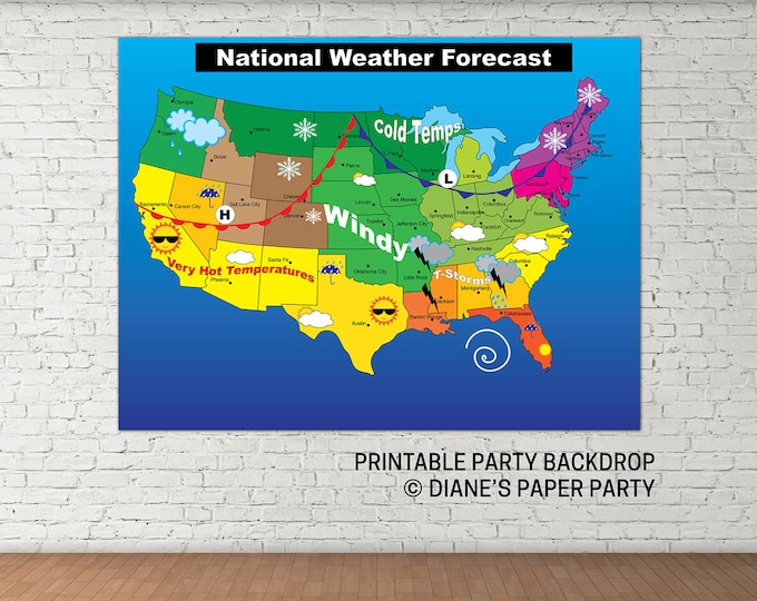 Printable Weather Map, Instant Download Printable Weather Map - Etsy