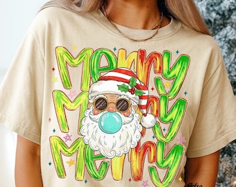Retro Christmas Santa PNG, Preppy Xmas Design (Digital Download)
