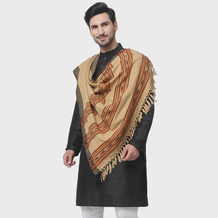 Handmade Wool Shawl for Men, Kashmiri Dhussa, Afghan Patu, Winter Wrap Warm shawl Limited Edition shawl for men