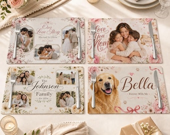 Tovaglietta personalizzata con foto, tovagliette in PVC intrecciato personalizzate con immagine, testo o logo, regalo per la tavola in famiglia.